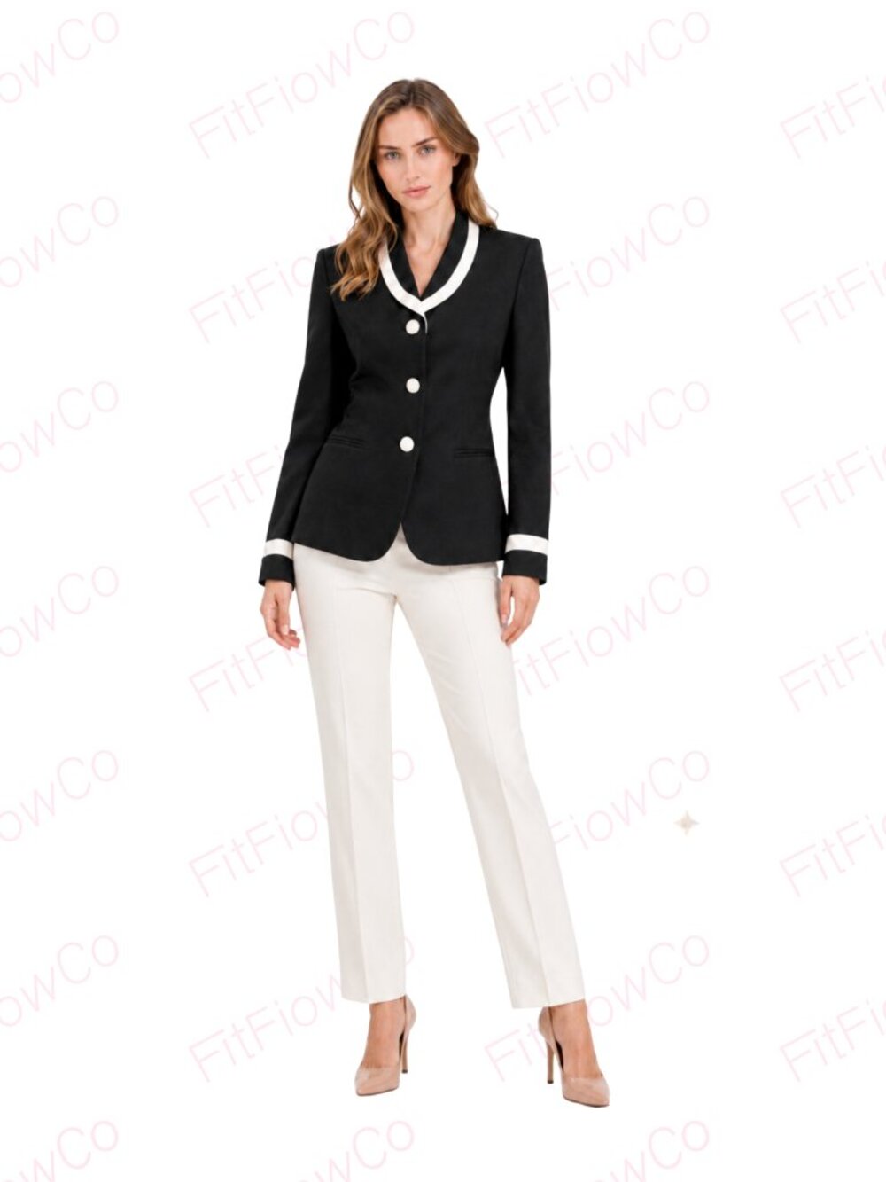 Vintage SuitsMe Petites Black White Trim Blazer 8P NWT USA